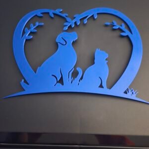 Dog and cat inside a heart love